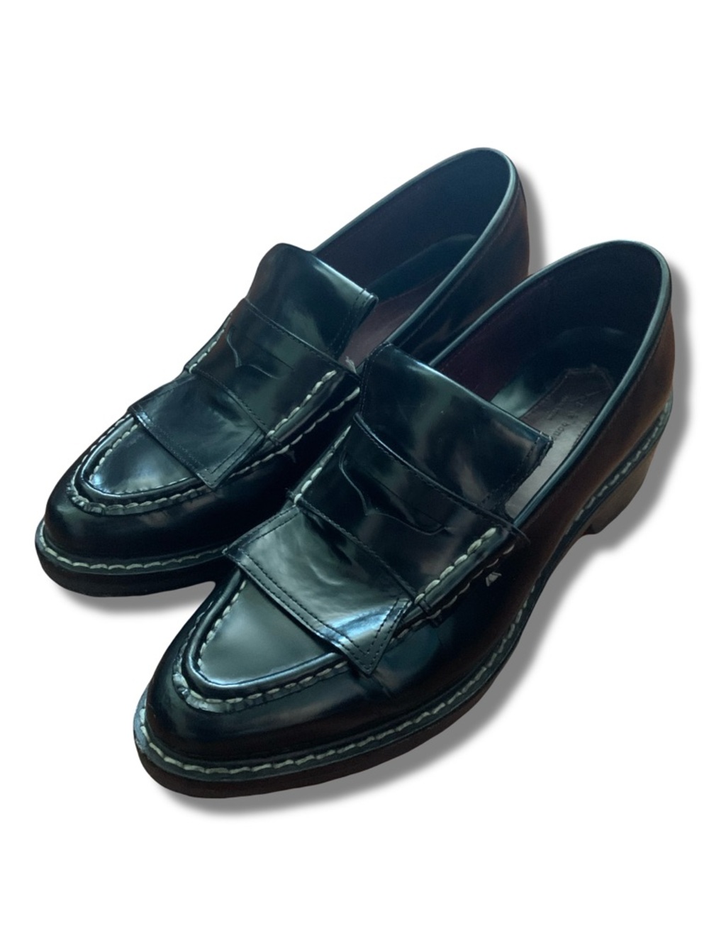 rag & bone Anton Chunky Penny Platform Loafers Black Size 9.5